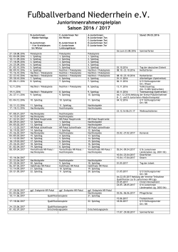 Rahmenspielplan Juniorinnen Saison 2016 / 2017 - Kreis 7