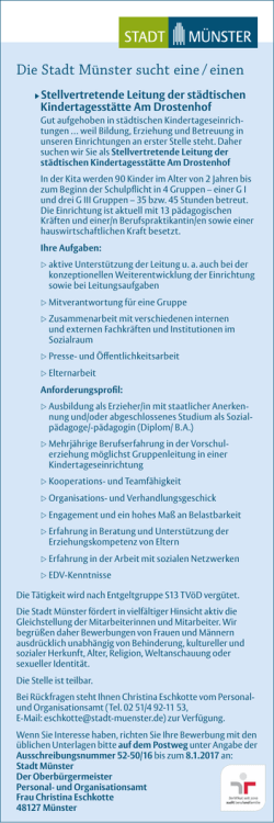 Die Stadt M&uuml;nster sucht eine / einen