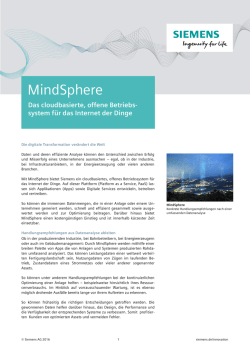 Factsheet: MindSphere - Das cloudbasierte, offene