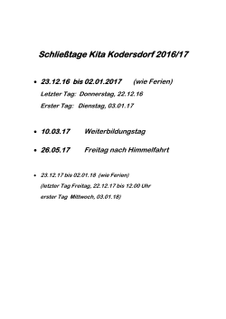 Schließtage Kita Kodersdorf 2016/17