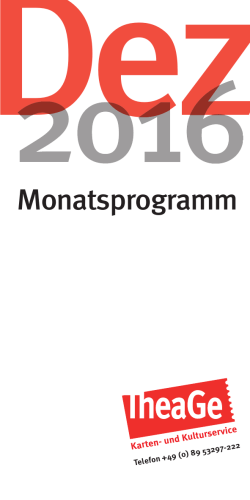 Monatsprogramm Dezember - Theatergemeinde München