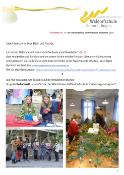 Newsletter Dezember 2016 - Integrative Waldorfschule Emmendingen