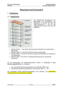 Mauerwerk nach Eurocode 6 1 Einleitung - Prof. Dr.