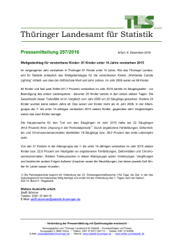Pressemitteilung 297/2016 - Thüringer Landesamt für Statistik