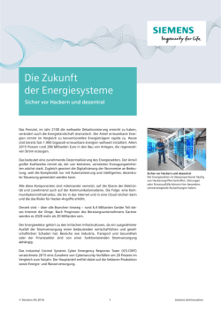 Factsheet: Die Zukunft der Energiesysteme - Sicher vor