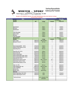 Verkaufspreisliste Gebraucht/Testski - Winter