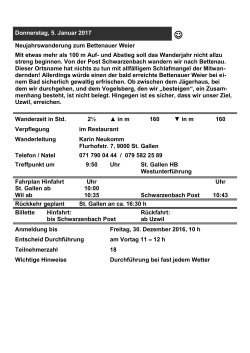 Donnerstag, 5. Januar 2017 Neujahrswanderung zum Bettenauer