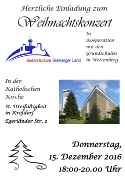 Donnerstag, 15. Dezember 2016 18:00-20.00 Uhr