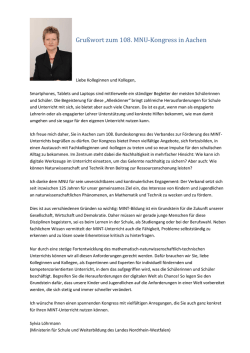 Gru&szlig;wort zum 108. MNU Bundeskongress in Aachen