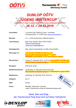Turnierausschreibung Dunlop OÖTV Jugend Wintercup 2016