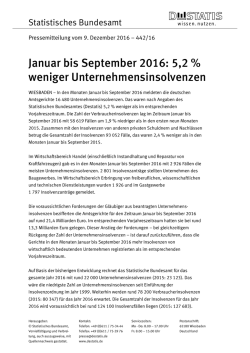Januar bis September 2016