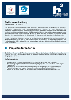 Projektmitarbeiter/in - Hochschule Magdeburg