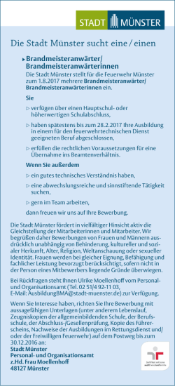 Die Stadt M&uuml;nster sucht eine / einen