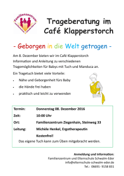 Plakat Trageberatung - Familienzentrum und Elternschule Schwalm