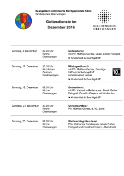 Gottesdienste im Dezember 2016