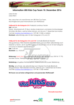 Information UBS Kids Cup Team 10. Dezember 2016