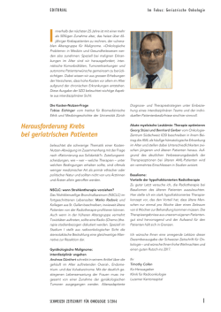 Herausforderung Krebs bei geriatrischen Patienten