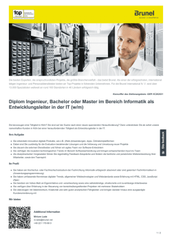 Diplom Ingenieur, Bachelor oder Master im Bereich