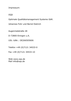 Impressum: OQS Optimale Qualitätsmanagement Systeme GbR