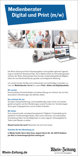 Medienberater Digital und Print (m/w) - Rhein