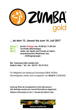 Info-Flyer Zumba Gold (Freitag)