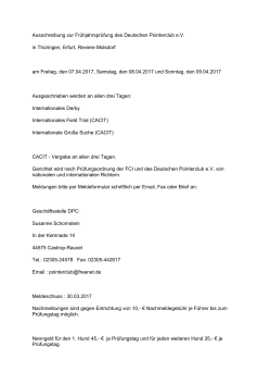 Ausschreibung zur Frühjahrsprüfung des Deutschen Pointerclub eV