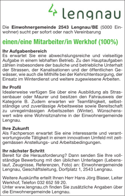 einen/eine Mitarbeiter/in Werkhof (100%)
