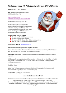 Einladung zum 13. Nikolausturnier des BSV Rülzheim