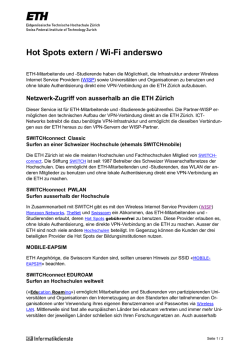 Hot Spots extern / Wi-Fi anderswo