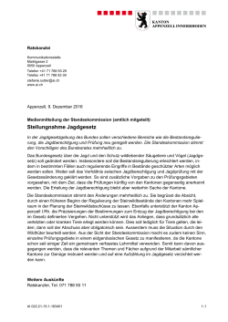 Stellungnahme Jagdgesetz - Kanton Appenzell Innerrhoden