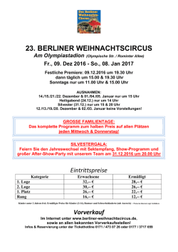 Veranstaltungsdaten - Berliner Weihnachtscircus