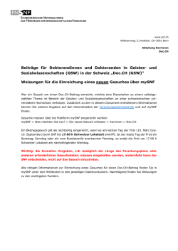 Weisungen f&uuml;r die Einreichung eines neuen Gesuches