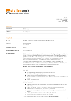 Working Student (m/f) Product Management for the English Market