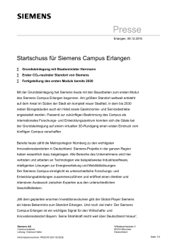 Presseinformation: Startschuss für Siemens Campus Erlangen