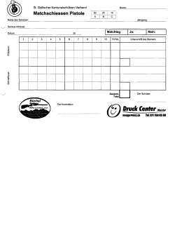 Standblatt Matchschiessen Pistole