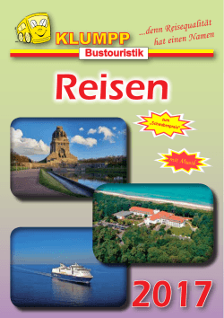 Der neue Reisekatalog für 2017 ist da!