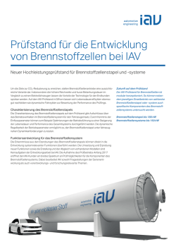 Pr&uuml;fstand f&uuml;r die Entwicklung von Brennstoffzellen bei IAV
