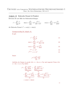 Übungen zur Vorlesung Mathematische Rechenmethoden I