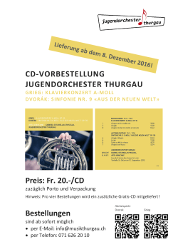 Bestellungen CD - Jugendorchester Thurgau