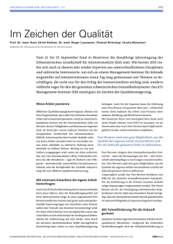 Im Zeichen der Qualit&auml;t - Schweizerische &Auml;rztezeitung