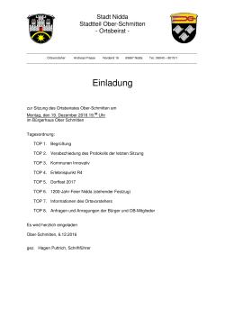 Einladung zur Ortsbeiratssitzung Ober-Schmitten am 19.12.16