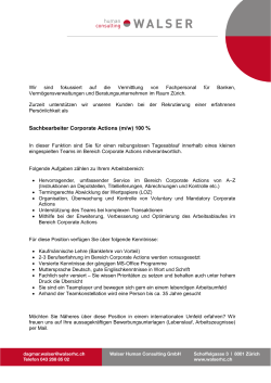 Sachbearbeiter Corporate Actions (m/w) 100 %