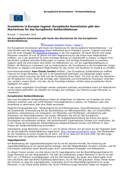 Investieren in Europas Jugend: Europ&auml;ische Kommission gibt den
