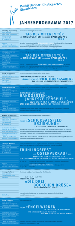 JahResPRoGRaMM 2017 - Kindergarten Rheinfelden
