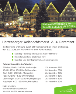 Herrenberger Weihnachtsmarkt 2. 4. Dezember