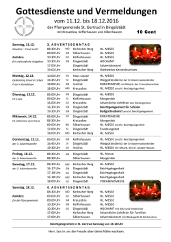 vom 11.12.bis 18.12.2016 - Pfarrgemeinde Dingelstädt