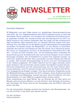 NEWSLETTER - Club der Radfernfahrer