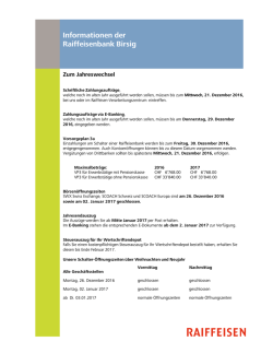 Informationen zum Jahreswechsel