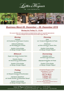 Business Menü 05. Dezember – 09. Dezember