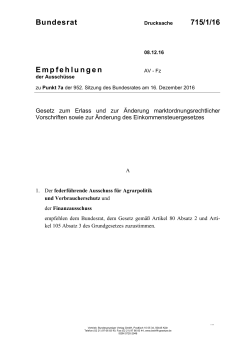 Bundesrat 715/1/16 Empfehlungen